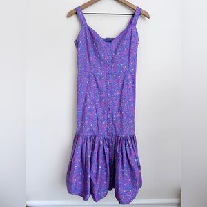 Tanya Taylor Womens Calle Cerulean Confetti Button Front Dress Size 2 Blue Pink